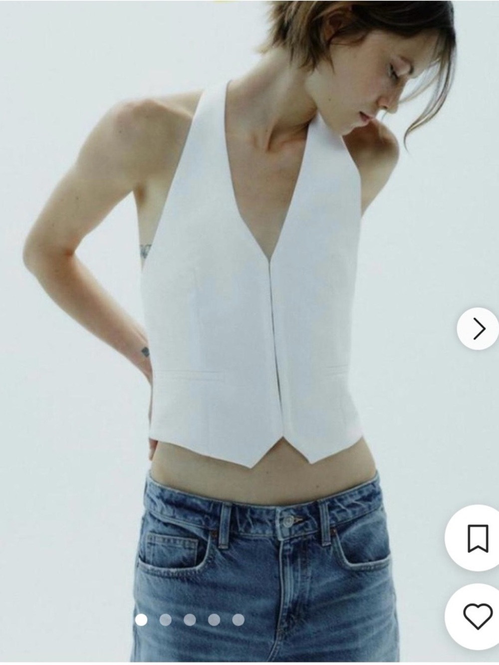 Zara White Halter V-Neck Vest Top